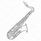 Saxophone Alto Drawing Vector Sax Color Coloring Brass Royalty Getdrawings Outline Grey Pencil Photostock Vectorstock Similar sketch template