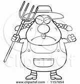 Plump Pitchfork Farmer Female Clipart Cartoon Cory Thoman Outlined Coloring Vector 2021 sketch template