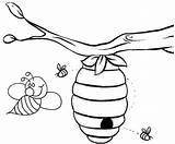 Coloring Beehive Pages Tree Hanging Cute Seven Fun sketch template
