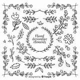 Hand Floral Freepik Floreali Decorativi Disegnati Elementi Element Gratuito sketch template