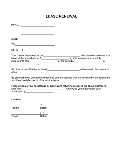 lease renewal letters forms word