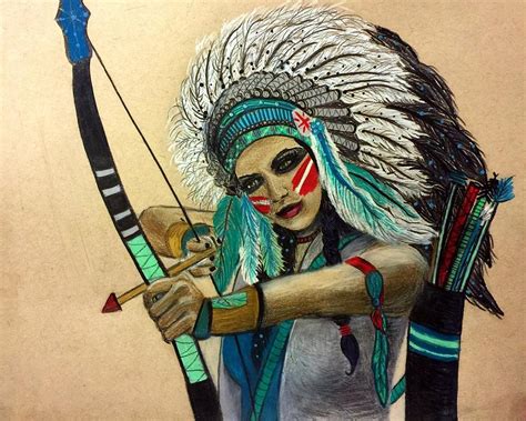 native warrior drawing by kristen alberti