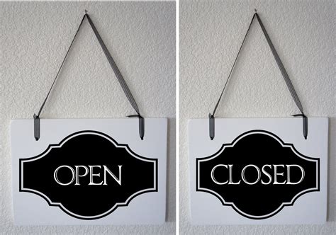 open closed sign  business interior double sided hanging