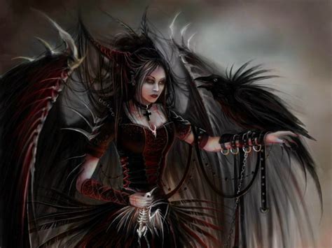 Gothic Angel With Crow Gothic Art Gothic Artwork Gothic Fantasy Art