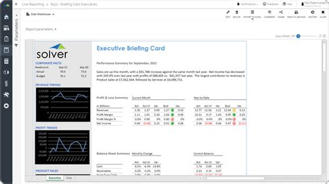executive briefing card report