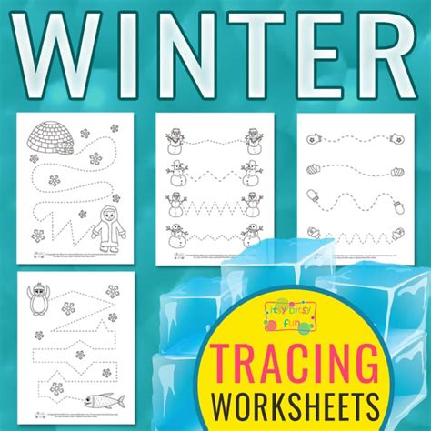 winter tracing worksheets  kids itsy bitsy fun