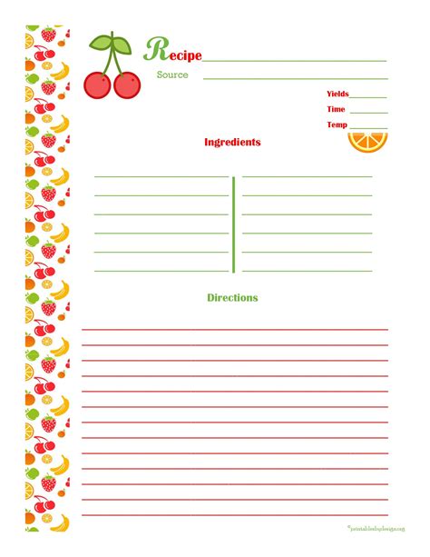 recipe card templates template ideas wonderful