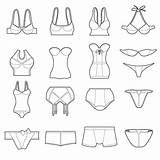 Underwear Color Outline Icons Set Style Vector sketch template
