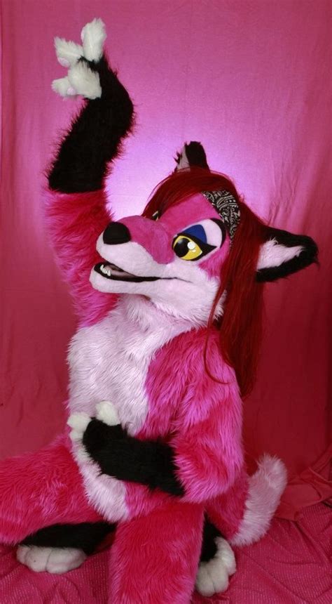 pink fox fursuit   costume action pinterest pink fox pink  fursuit