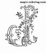 Coloring Monogram Decorated Letter Flower Magic sketch template