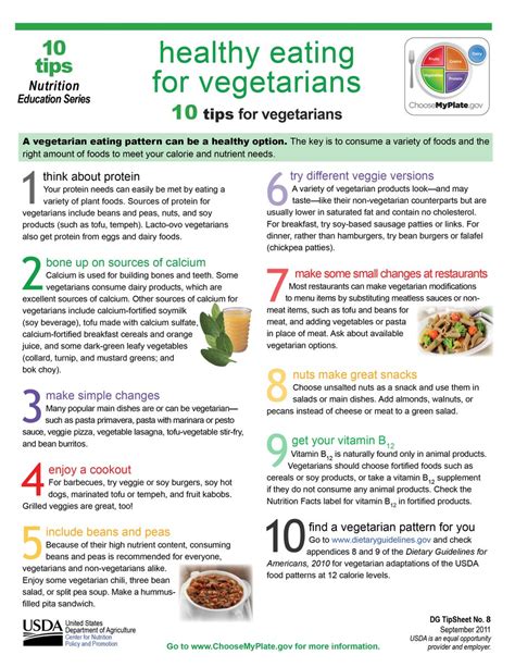healthy eating tips  vegetarians  printable handout