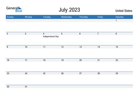 july  calendar  united states holidays