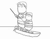 Father Fishing Son Coloring Coloringcrew sketch template