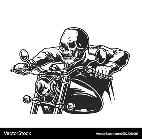 biker skeleton riding motorcycle royalty  vector image