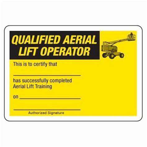 printable scissor lift certification card template printable word