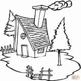 Coloring Village Pages Cottage House Houses Printable Log Kids Color Cabin Sheets Colouring Scene Cold Colour Print Sheet Drawing Homes sketch template