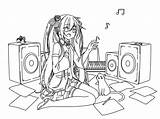 Miku Hatsune Coloringhome Vocaloid Lineart Chibi sketch template