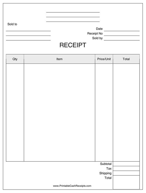 receipt template   template