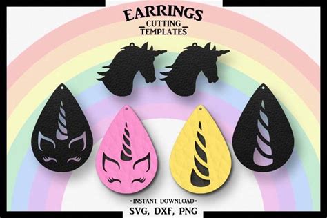 unicorn earrings silhouette cricut cut file