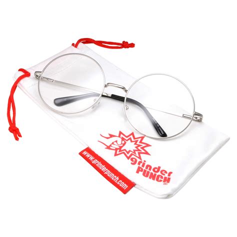 grinderpunch non prescription round circle frame clear lens glasses