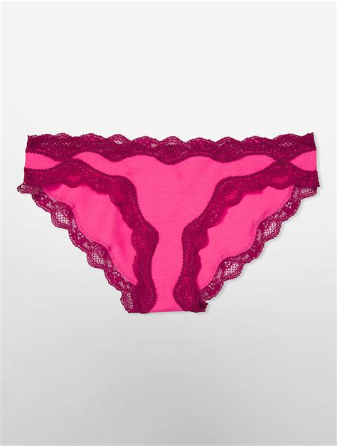 lyst calvin klein underwear cotton cheeky bikini with lace in pink