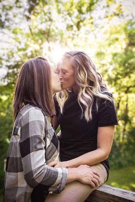 outdoor rustic wisconsin lesbian engagement shoot pink spruce