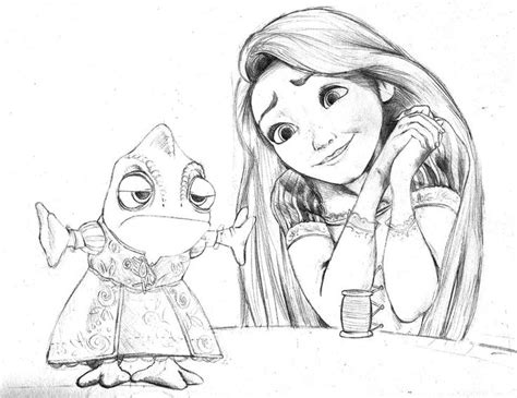 sexy pencil drawings and sketching rapunzel and pascal pencil sketch by guyx23 on deviantart