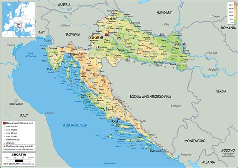 croatia map physical worldometer