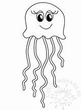 Jellyfish Coloring Sea Animal sketch template