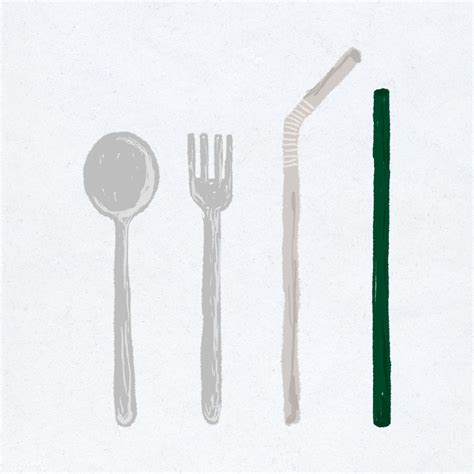 plastic utensils  straws element set illustration  image