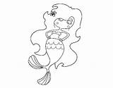 Mermaid Hip Arms Coloring Coloringcrew sketch template