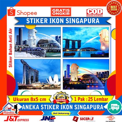 Jual Stiker Sticker Lambang Logo Ikon Negara Singapura Patung Merlion