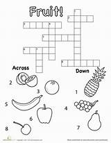 Crossword Fruit Printable Puzzles Puzzle Kids Worksheet sketch template