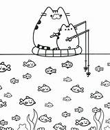 Coloring Pages Pusheen Cat Fishing sketch template
