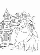 Castle Princess Coloring Pages Disney Tiana Color Print Drawing Printable Dragon Frozen Frog Castles Cinderella Kids Colouring Sheets Para Colorear sketch template