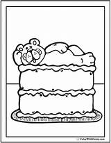 Cake Coloring Teddy Pages Bear Pdf sketch template