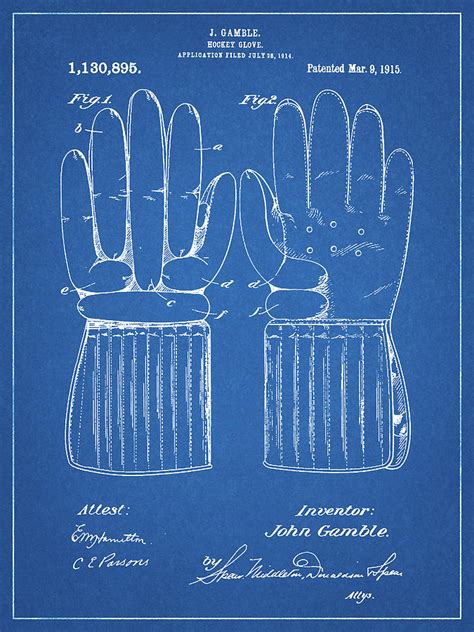pp blueprint vintage hockey glove patent poster digital art  cole