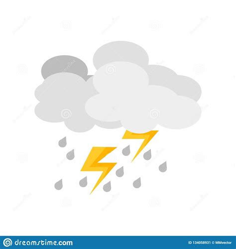 thunderstorm icon vector isolated  white background thunderstorm