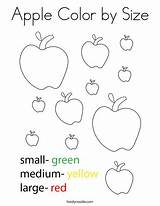 Color Size Coloring Apple Pages Preschool Twisty Noodle Worksheets Kindergarten Sheets Twistynoodle sketch template