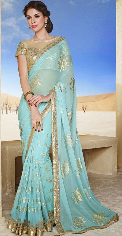 light blue chiffon wedding saree  party wear sarees saree collection party wear
