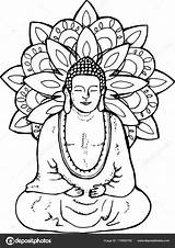 Buddha Meditating sketch template