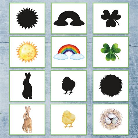 spring shadow matching cards montessori printable etsy ireland