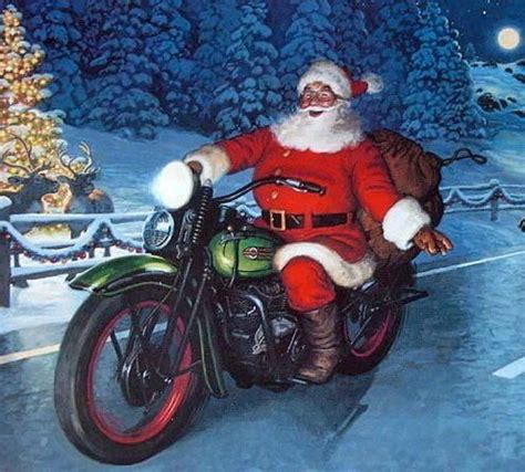 santa biker motorcycle christmas harley davidson christmas cards
