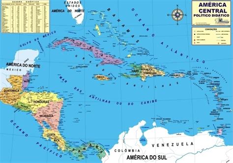 mapa da américa central político 117 x 89 cm frete grátis r 22 90