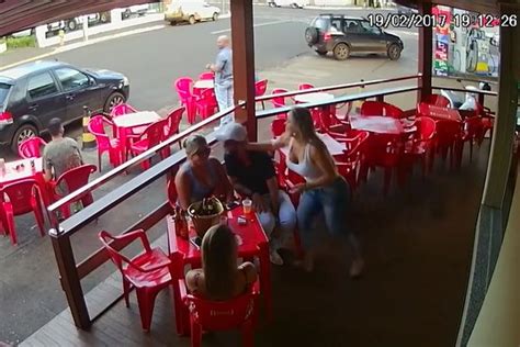 Furious Wife Sparks Huge Bar Brawl After Catching Husband And His