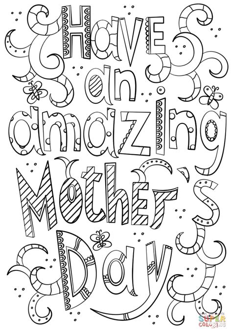 amazing mothers day doodle coloring page  printable