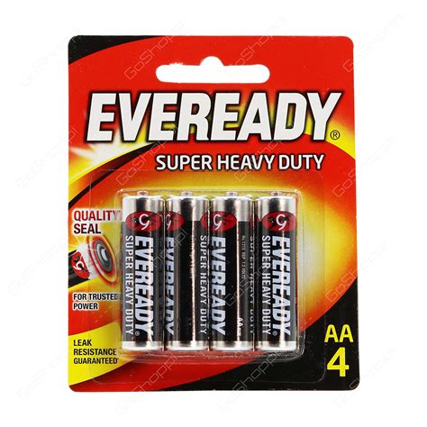 Eveready Super Heavy Duty 4 Aa Batteries Size R6 1 5v 1 Pack Buy Online