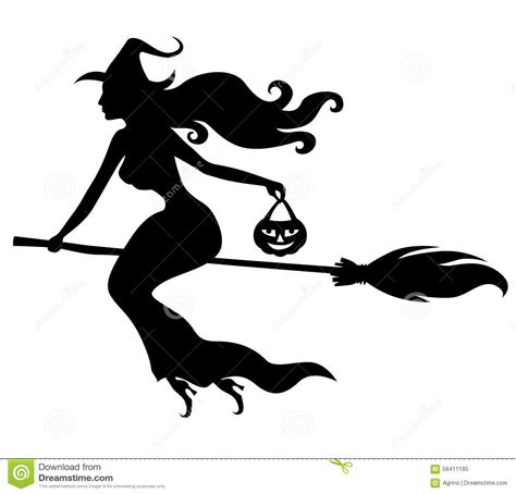 Silhouette Of Beautiful Witch Vector Illustration
