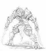 Dragonborn Orc sketch template