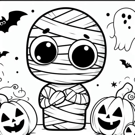 adorable halloween mummy coloring page  print  color